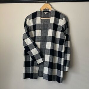 Talbots Checked Open Front Cardigan